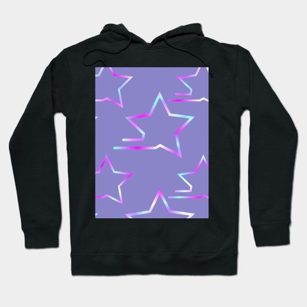 Fast Stars Magenta and Blue on Purple Repeat 5748 Hoodie by ArtticArlo